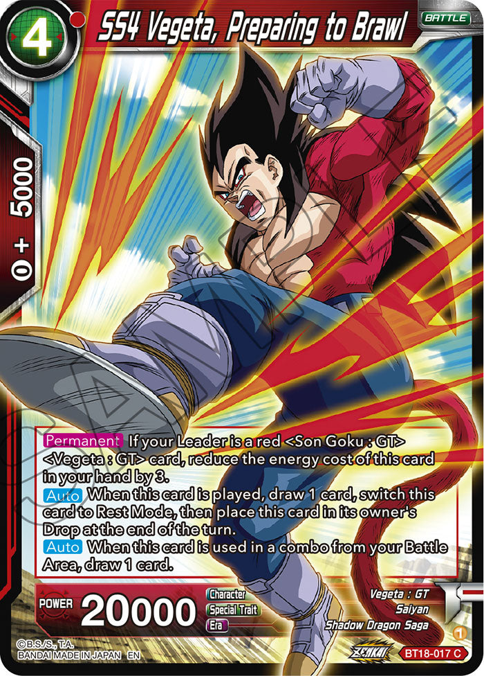 SS4 Vegeta, Preparing to Brawl - Dawn of the Z-Legends - Common - BT18-017