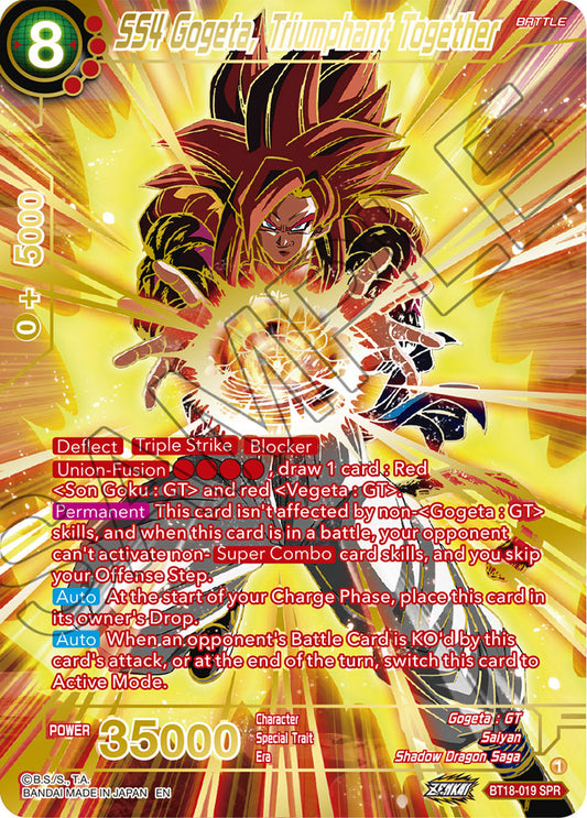 SS4 Gogeta, Triumphant Together (SPR) - Dawn of the Z-Legends - Special Rare - BT18-019