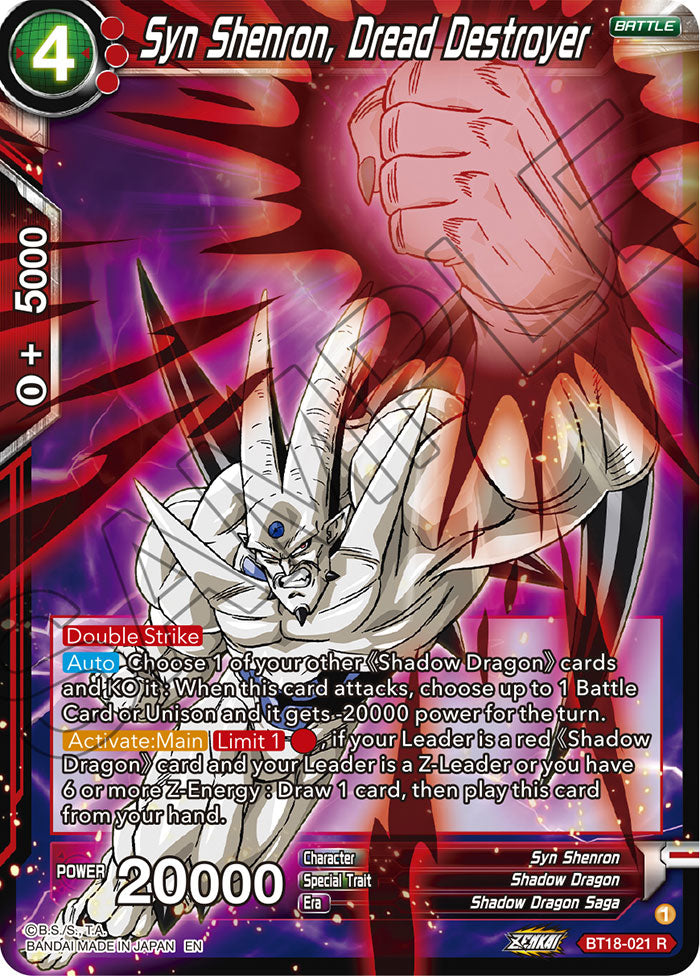 Syn Shenron, Dread Destroyer - Dawn of the Z-Legends - Rare - BT18-021