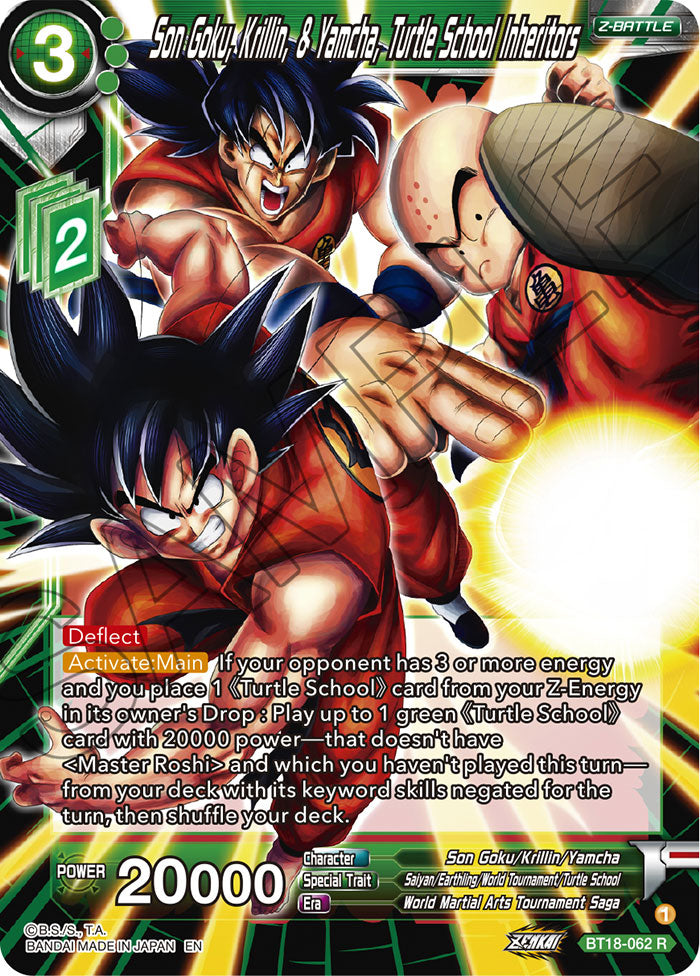 Son Goku, Krillin, & Yamcha, Turtle School Inheritors - Dawn of the Z-Legends - Rare - BT18-062