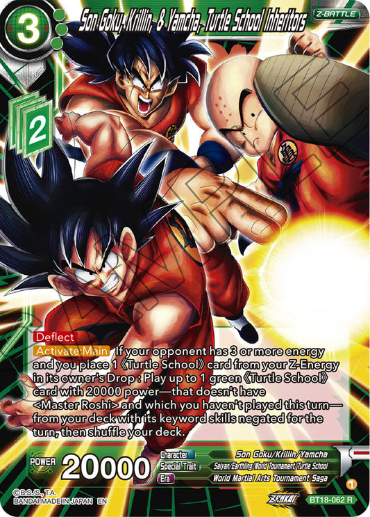 Son Goku, Krillin, & Yamcha, Turtle School Inheritors - Dawn of the Z-Legends - Rare - BT18-062