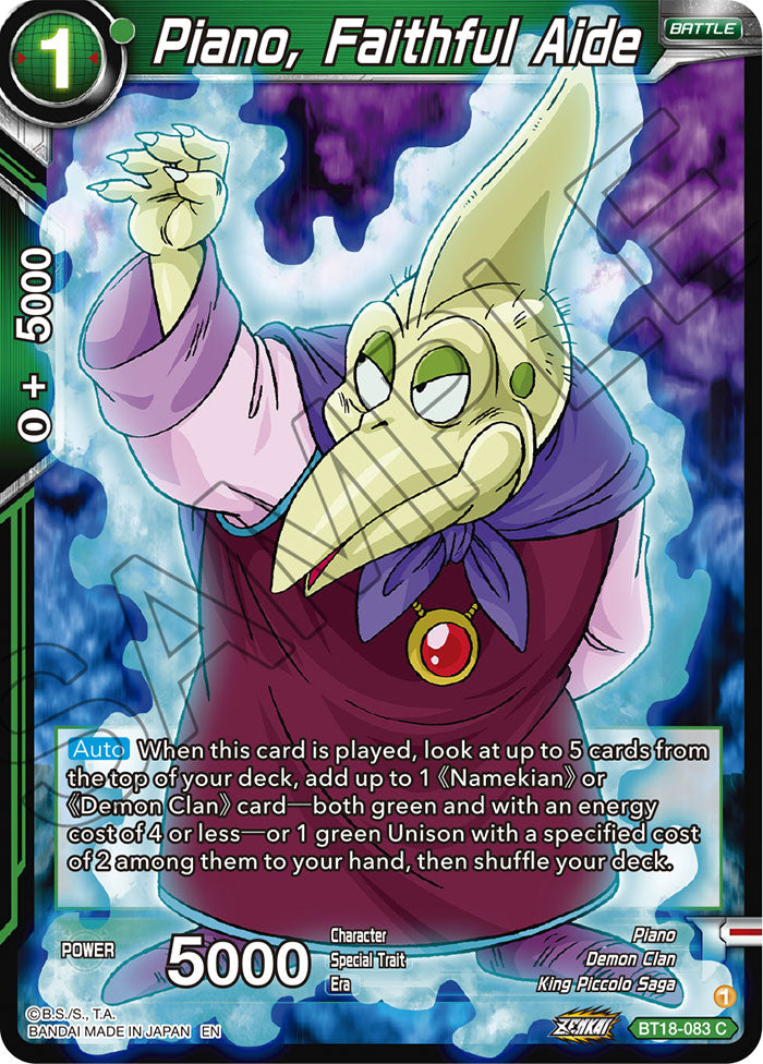 Piano, Faithful Aide - Dawn of the Z-Legends - Common - BT18-083