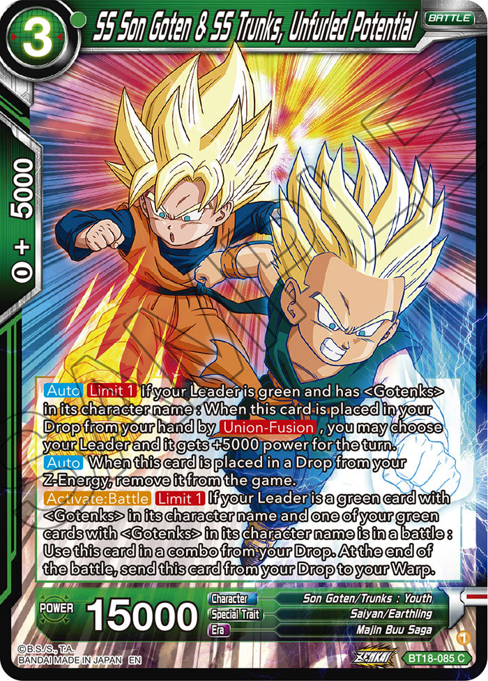 SS Son Goten & SS Trunks, Unfurled Potential - Dawn of the Z-Legends - Common - BT18-085