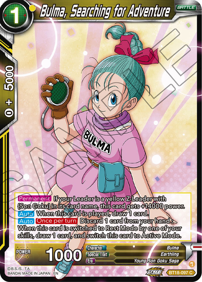 Bulma, Searching for Adventure - Dawn of the Z-Legends - Common - BT18-097