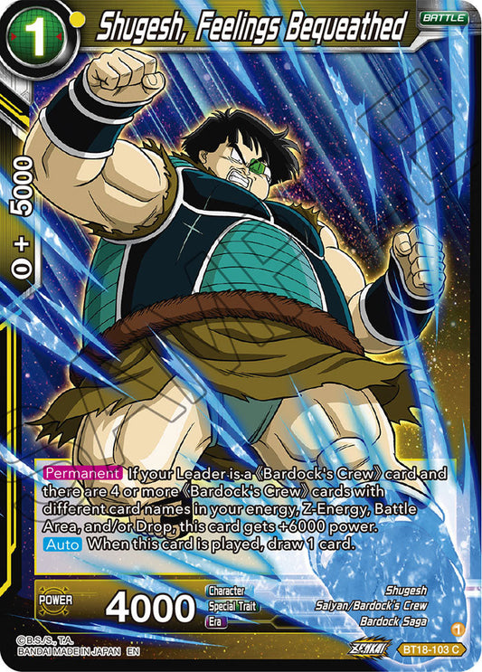 Shugesh, Feelings Bequeathed - Dawn of the Z-Legends - Common - BT18-103