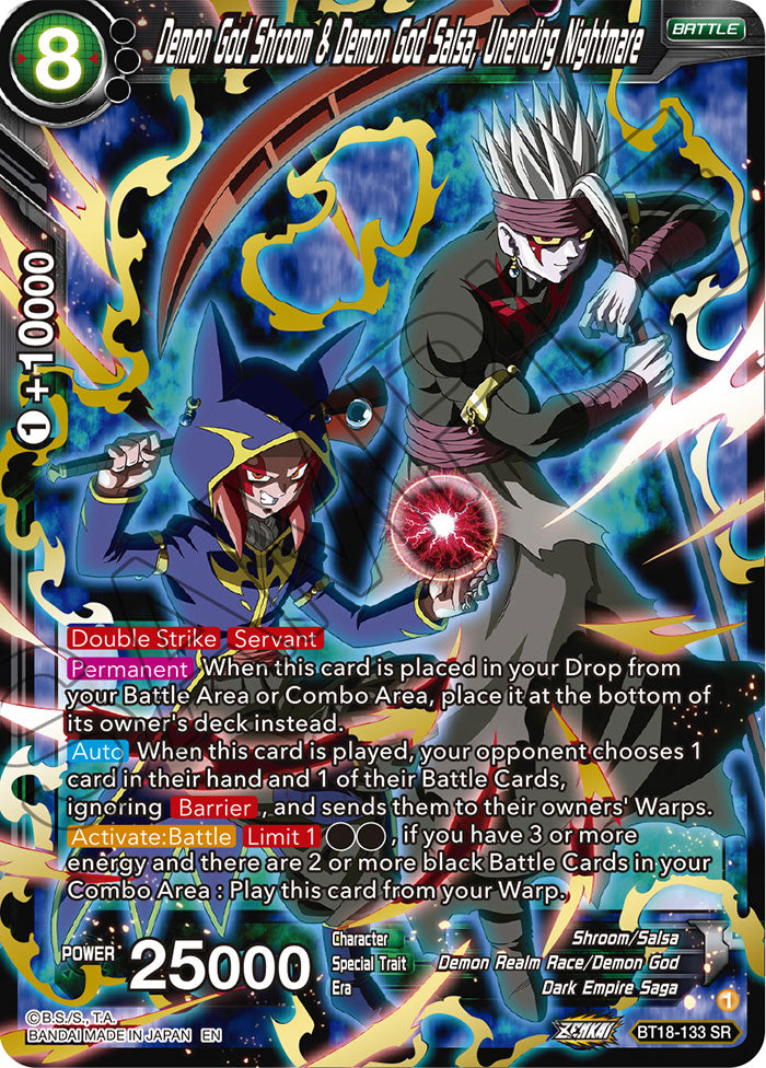 Demon God Shroom & Demon God Salsa, Unending Nightmare - Dawn of the Z-Legends - Super Rare - BT18-133