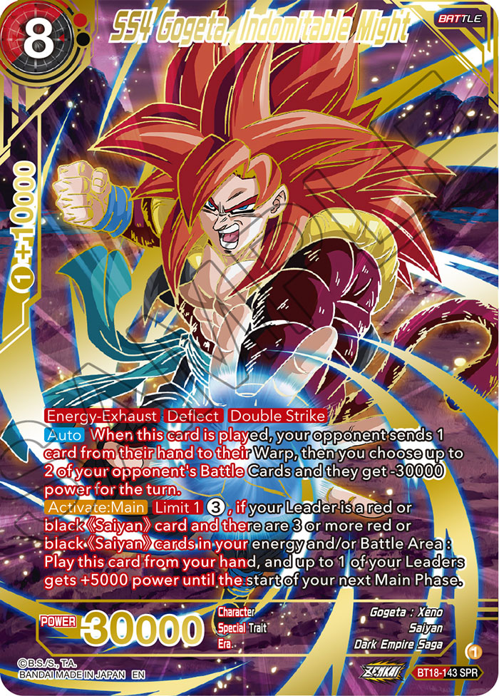 SS4 Gogeta, Indomitable Might (SPR) - Dawn of the Z-Legends - Special Rare - BT18-143