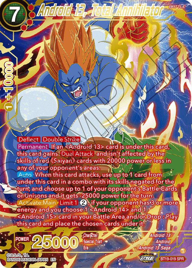 Android 13, Total Annihilator (SPR) - Fighter's Ambition - Special Rare - BT19-019