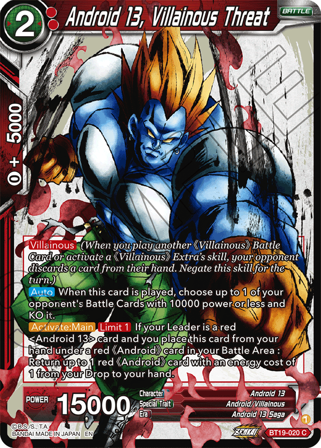Android 13, Villainous Threat - Fighter's Ambition - Common - BT19-020