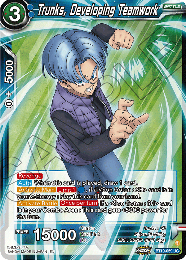 Trunks, Developing Teamwork - Fighter's Ambition - Uncommon - BT19-059
