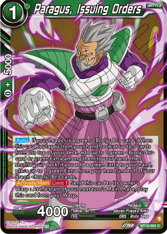 Paragus, Issuing Orders - Fighter's Ambition - Common - BT19-091