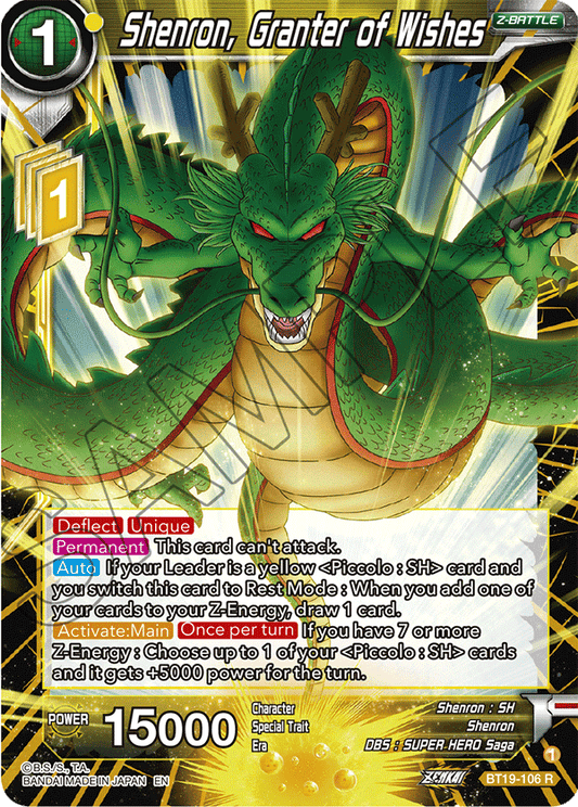 Shenron, Granter of Wishes - Fighter's Ambition - Rare - BT19-106