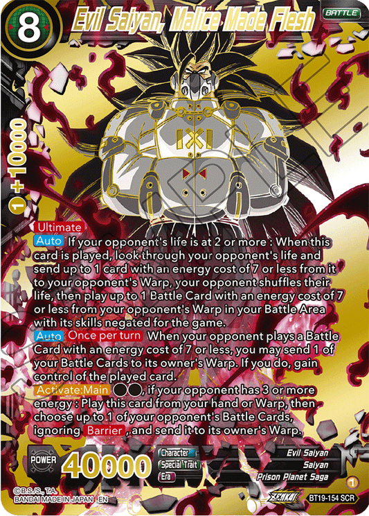 Evil Saiyan, Malice Made Flesh - Fighter's Ambition - Secret Rare - BT19-154