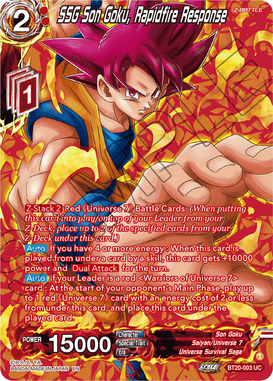 SSG Son Goku, Rapidfire Response (Silver Foil) - Power Absorbed - Uncommon - BT20-003
