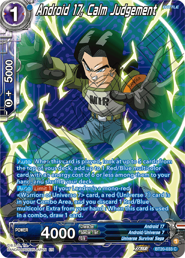 Android 17, Calm Judgement (Silver Foil) - Power Absorbed - Common - BT20-033