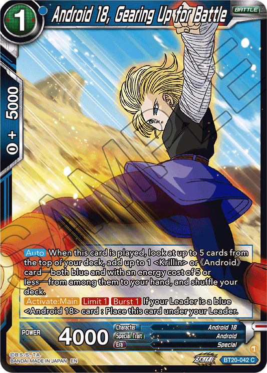 Android 18, Gearing Up for Battle - Power Absorbed - Common - BT20-042