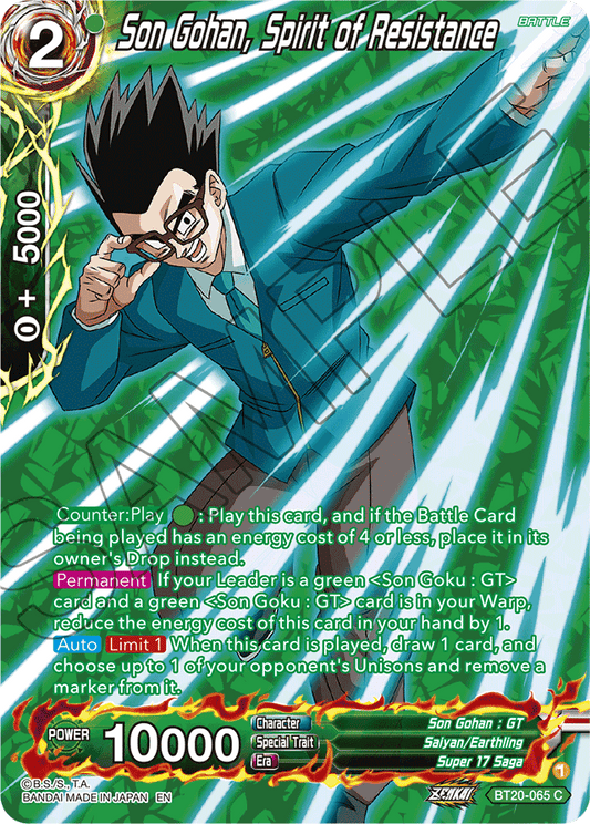 Son Gohan, Spirit of Resistance (Silver Foil) - Power Absorbed - Common - BT20-065