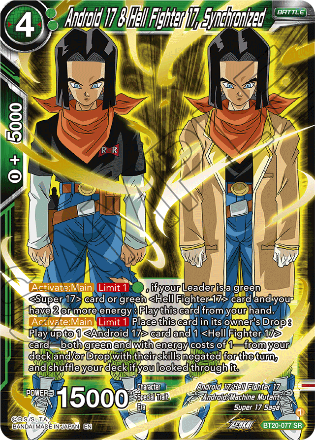 Android 17 & Hell Fighter 17, Synchronized - Power Absorbed - Super Rare - BT20-077