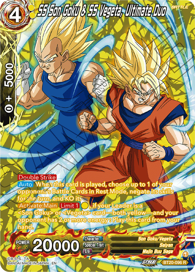 SS Son Goku & SS Vegeta, Ultimate Duo (Silver Foil) - Power Absorbed - Rare - BT20-096