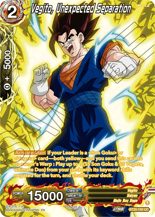 Vegito, Unexpected Separation (Silver Foil) - Power Absorbed - Uncommon - BT20-100