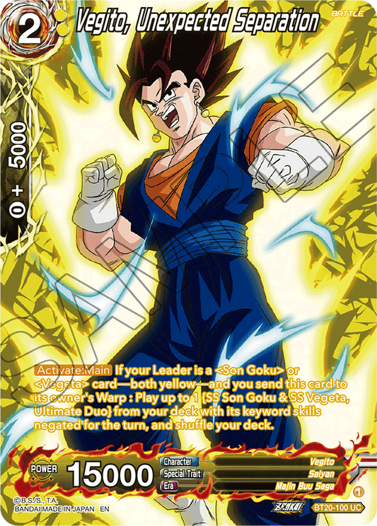 Vegito, Unexpected Separation (Silver Foil) - Power Absorbed - Uncommon - BT20-100