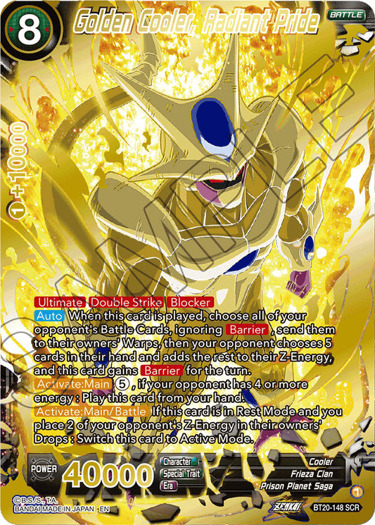 Golden Cooler, Radiant Pride (SCR) - Power Absorbed - Secret Rare - BT20-148