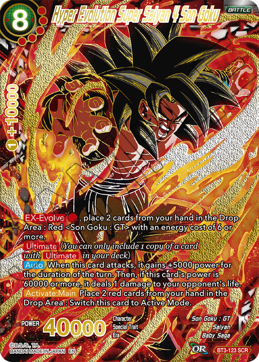 Hyper Evolution Super Saiyan 4 Son Goku (SCR) - 5th Anniversary Set - Secret Rare - BT3-123
