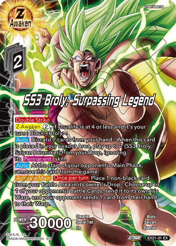 SS3 Broly, Surpassing Legend - 5th Anniversary Set - Expansion Rare - EX21-31