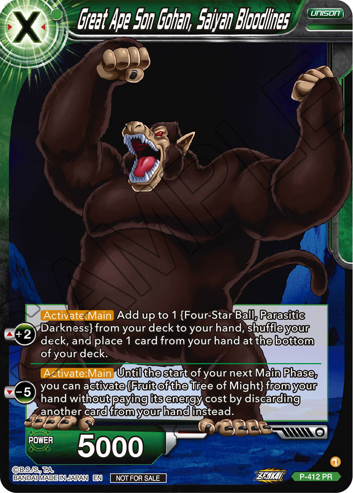 Great Ape Son Gohan, Saiyan Bloodlines (Zenkai Series Tournament Pack Vol.1) - Tournament Promotion Cards - Promo - P-412