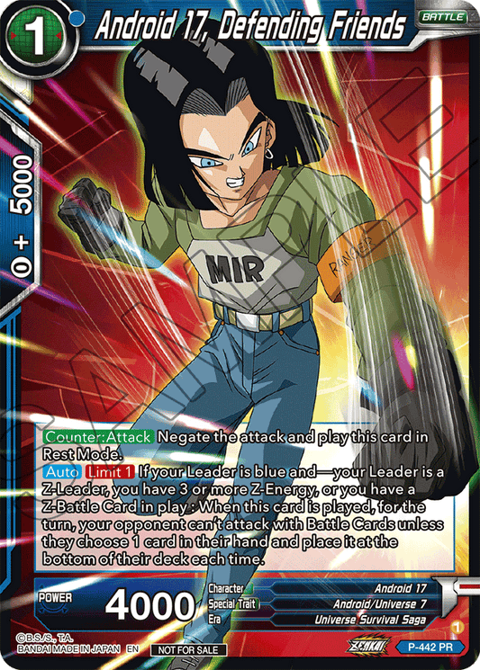 Android 17, Defending Friends (Zenkai Series Tournament Pack Vol.2 Winner) - Tournament Promotion Cards - Promo - P-442