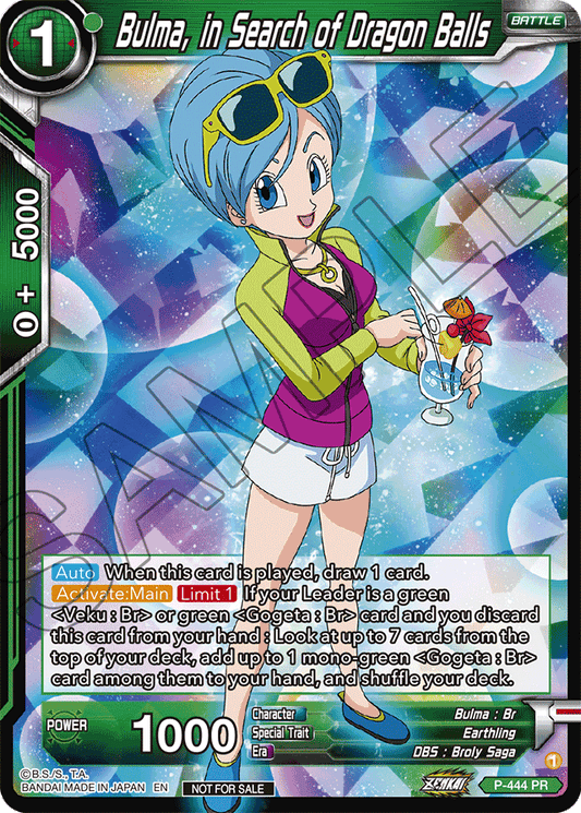 Bulma, In Search of Dragon Balls (Zenkai Series Tournament Pack Vol.2) - Tournament Promotion Cards - Promo - P-444