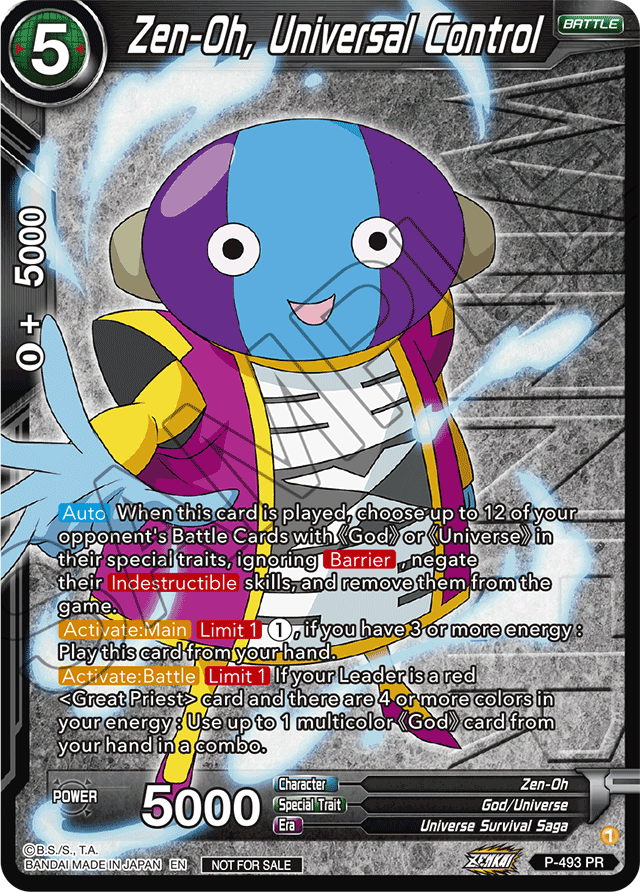 Zen-Oh, Universal Control (Zenkai Series Tournament Pack Vol.3 Winner) - Tournament Promotion Cards - Promo - P-493