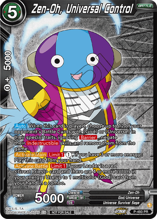 Zen-Oh, Universal Control (Zenkai Series Tournament Pack Vol.3 Winner) - Tournament Promotion Cards - Promo - P-493