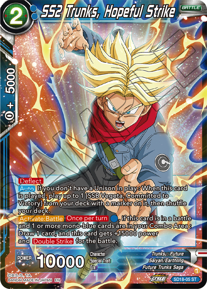 SS2 Trunks, Hopeful Strike - Dawn of the Z-Legends - Starter Rare - SD18-05