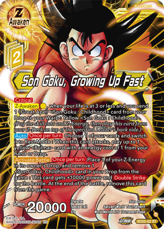Son Goku, Growing Up Fast (Silver Foil) - Dawn of the Z-Legends - Starter Rare - SD20-02