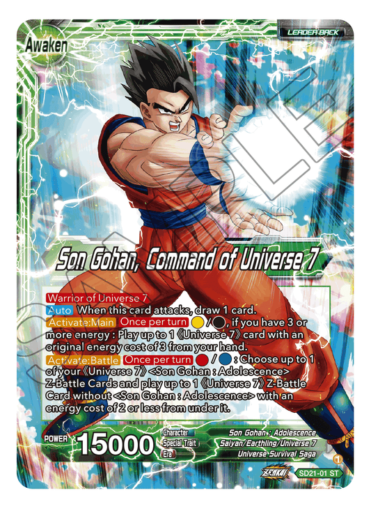 Son Gohan // Son Gohan, Command of Universe 7 - Power Absorbed - Starter Rare - SD21-01