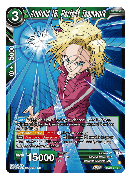 Android 18, Perfect Teamwork - Power Absorbed - Starter Rare - SD21-07