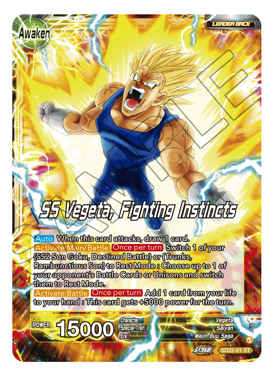 Vegeta // SS Vegeta, Fighting Instincts - Power Absorbed - Starter Rare - SD22-01