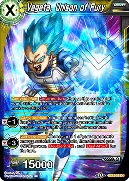 Vegeta, Unison of Fury - Expansion Deck Box Set 12: Universe 11 Unison - Expansion Rare - EX12-02