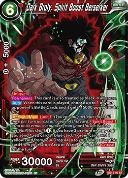 Dark Broly, Spirit Boost Berserker - Cross Spirits - Starter Rare - SD16-03