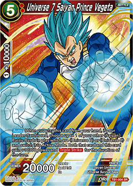 Universe 7 Saiyan Prince Vegeta (Shatterfoil) - Draft Box 04 - Dragon Brawl - Super Rare - TB1-004